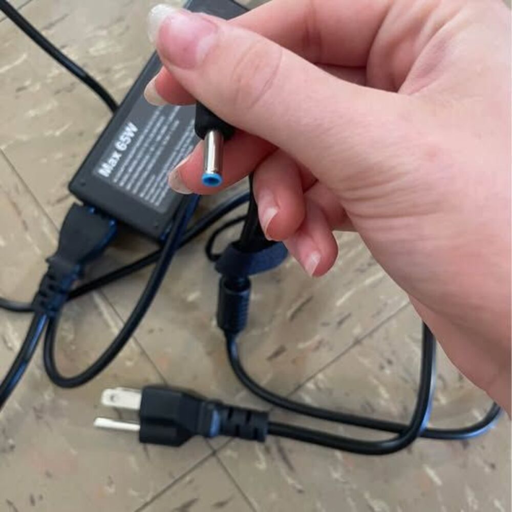HP Laptop 65W AC Power Adapter with 4.5mm Blue Tip Barrel Connector